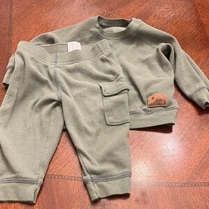 Carter's Kids Olive Waffle Knit Jogger Set